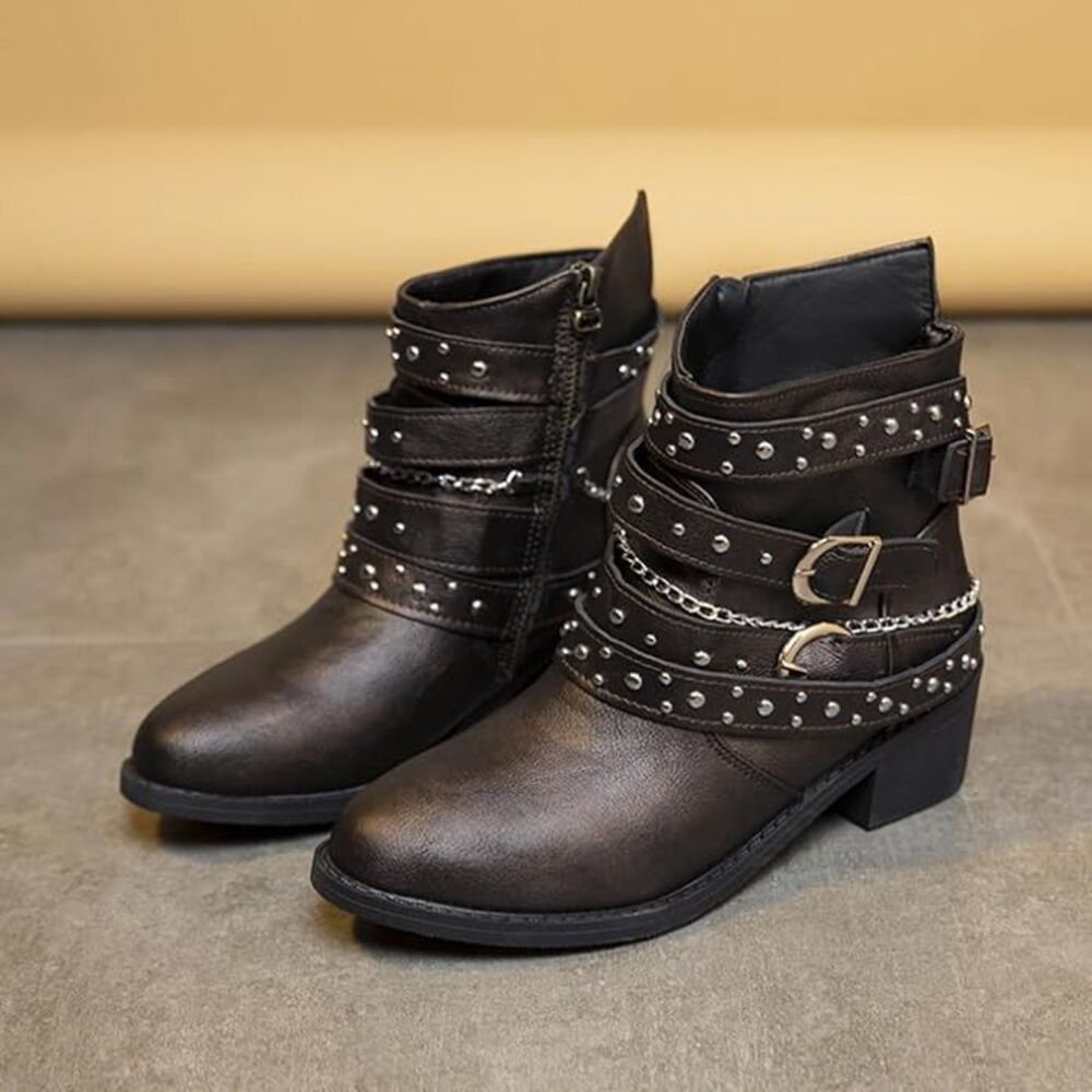 Low Block Heeled Gothic Ankle Boots